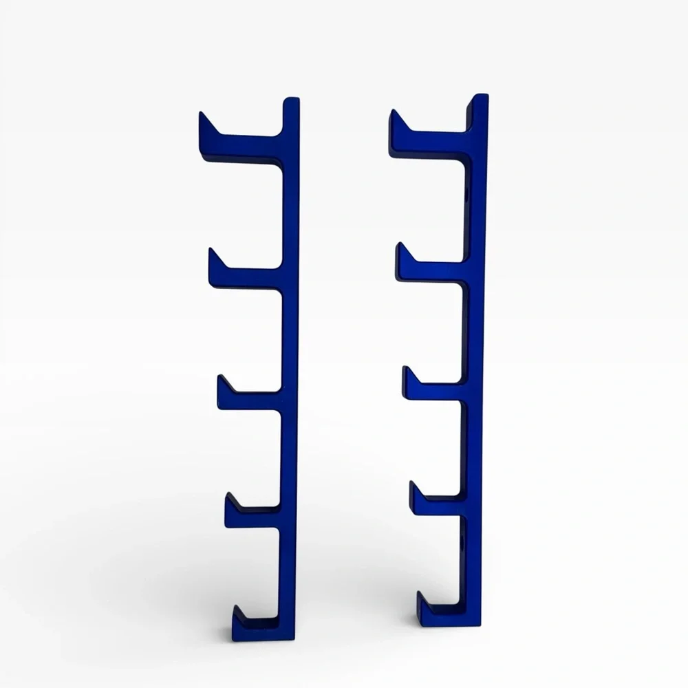 Two Wall Rack Hooks Blue Cast Iron